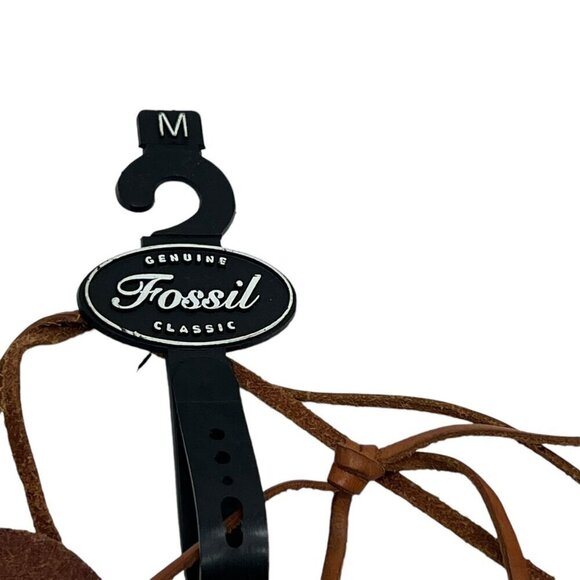 Fossil Tan Laced Rings Leather Belt With Braided Design Medium - Picture 4 of 10